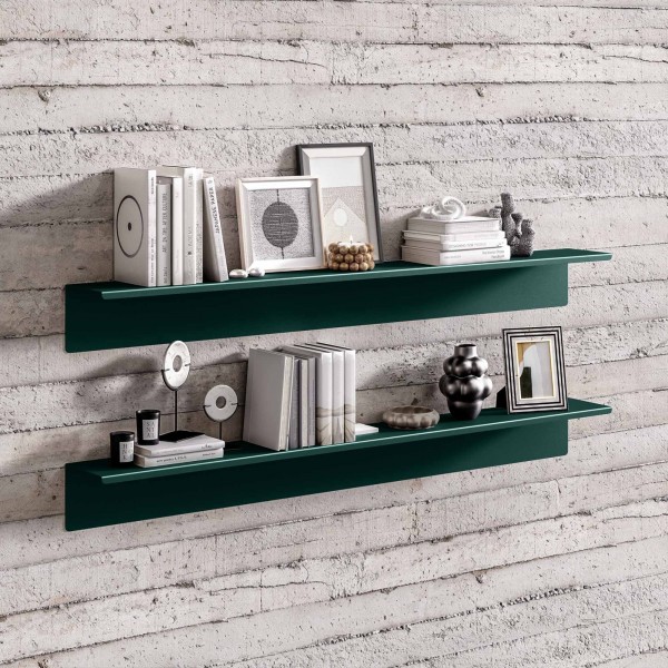 Metalowa półka ścienna Modern Joanne 120 cm, kolor butelkowa zieleń