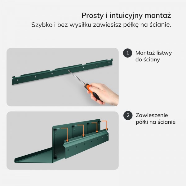 Metalowa półka ścienna Modern Joanne 120 cm, kolor butelkowa zieleń