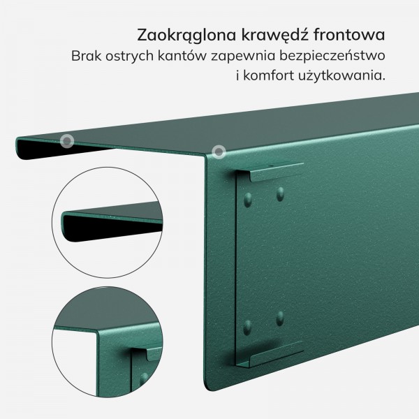 Metalowa półka ścienna Modern Joanne 120 cm, kolor butelkowa zieleń
