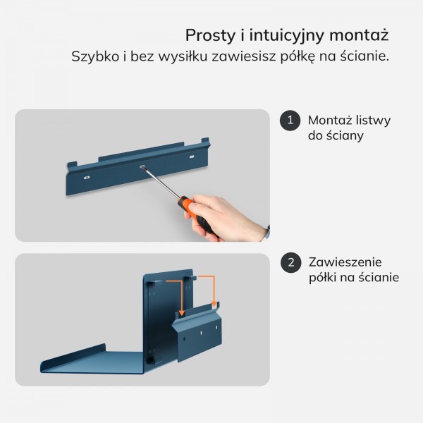 Metalowa półka ścienna Modern Joanne 40 cm, kolor granatowy