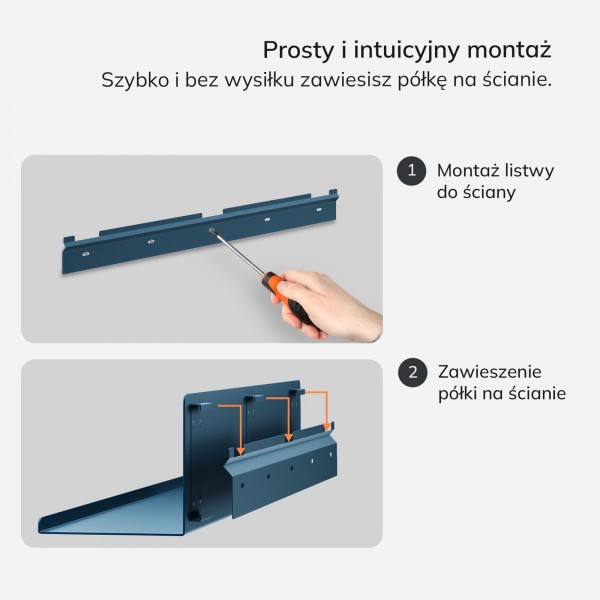 Metalowa półka ścienna Modern Joanne 70 cm, kolor granatowy