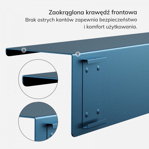 Metalowa półka ścienna Modern Joanne 70 cm, kolor granatowy