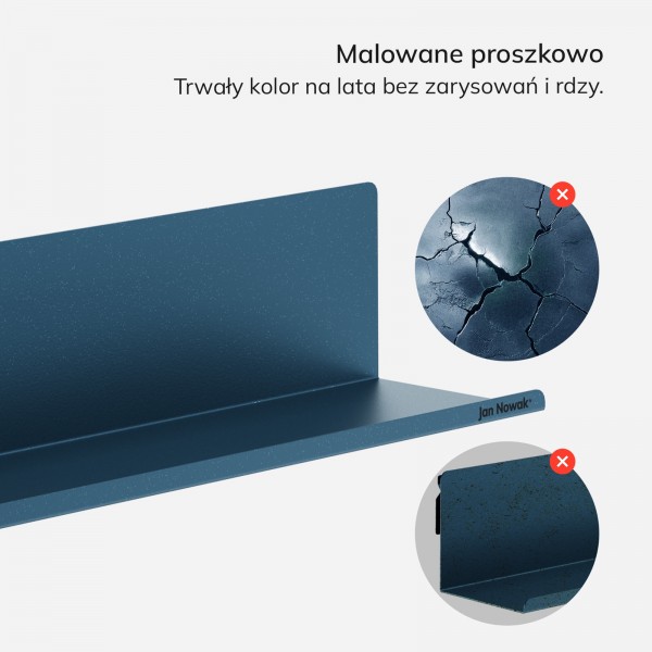 Metalowa półka ścienna Modern Joanne 70 cm, kolor granatowy