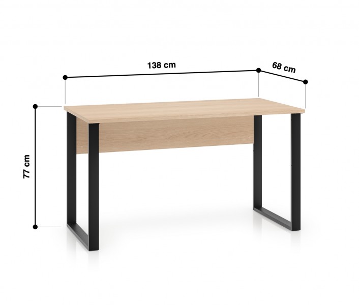 Proste biurko 138 cm Odelis 08 na metalowych nogach