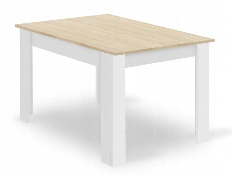 Zestaw stół i 4 krzesła Savio 015, 120x80 cm, dąb sonoma/biały, krzesła czarne