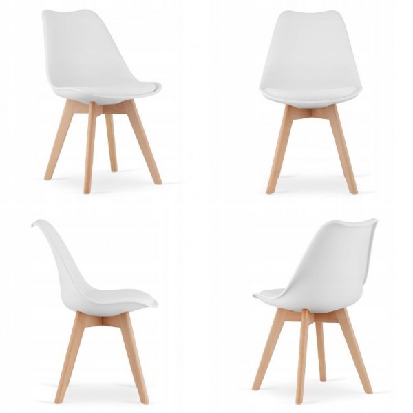 Zestaw stół z krzesłami Dolmo 080 - stół 120x80 cm biały i 4 białe krzesła