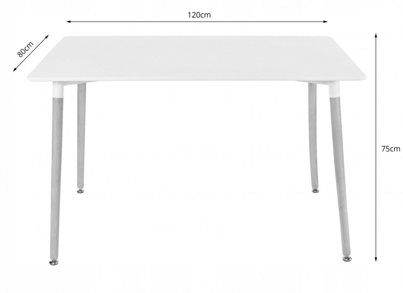 Zestaw stół z krzesłami Dolmo 017 - stół 120x80 cm biały i 4 szare krzesła