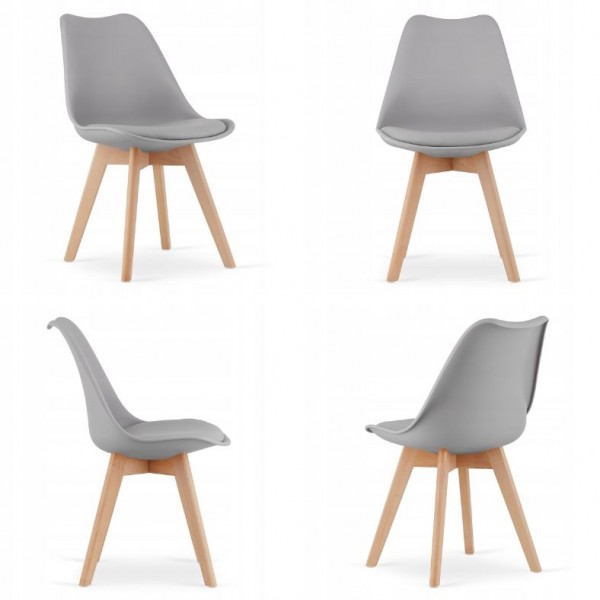Zestaw stół z krzesłami Dolmo 017 - stół 120x80 cm biały i 4 szare krzesła