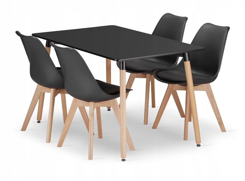 Zestaw stół z krzesłami Dolmo 016 - stół 120x80 cm czarny i 4 czarne krzesła