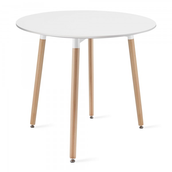 Mały stół z 4 krzesłami - zestaw Molde 033, okrągły stół 80 cm i 4 białe krzesła