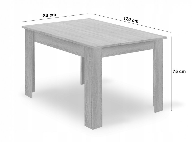 Zestaw jadalniany stół dąb craft 120x80 cm i 4 szare krzesła welurowe Viborg 02