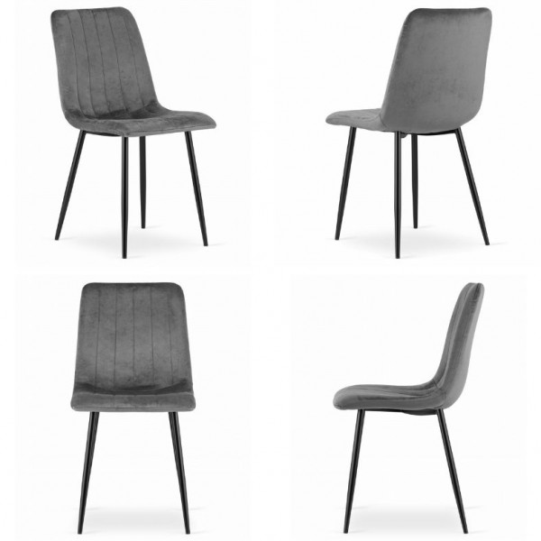 Zestaw jadalniany stół dąb craft 120x80 cm i 4 szare krzesła welurowe Viborg 02