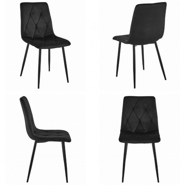 Zestaw jadalniany stół dąb craft 120x80 cm i 4 czarne krzesła welurowe Selfos 035