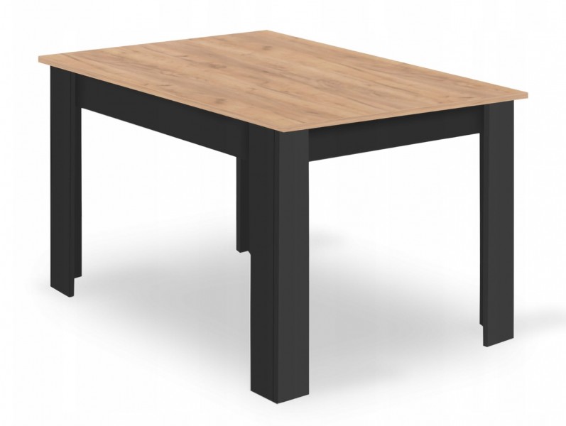 Zestaw jadalniany stół dąb craft 120x80 cm i 4 czarne krzesła welurowe Selfos 035
