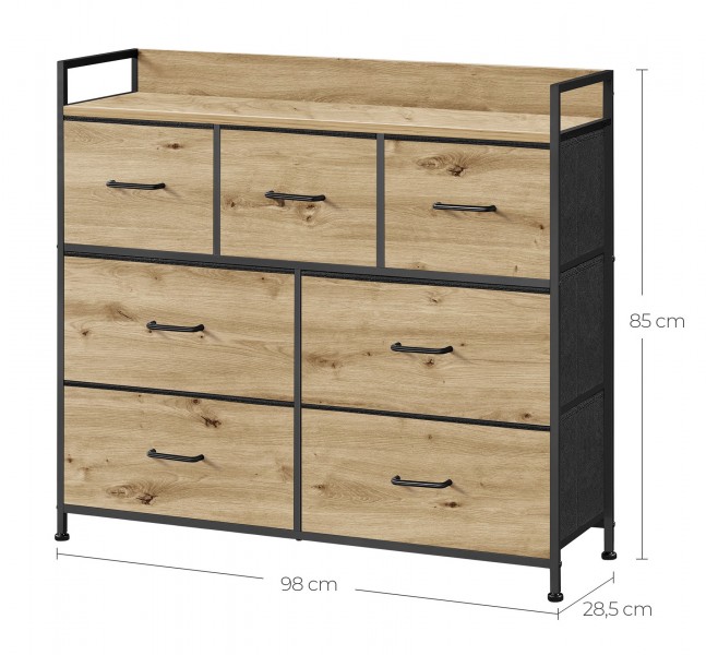 Komoda loftowa z 7 szufladami 98 cm dąb Artisan Faro 041