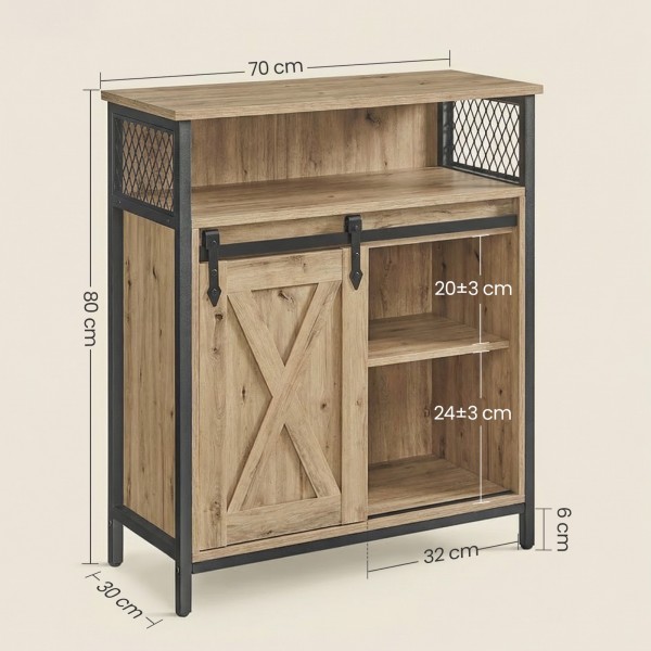 Komoda loftowa z drzwiami przesuwnymi 70 cm Faro 029, dąb Artisan