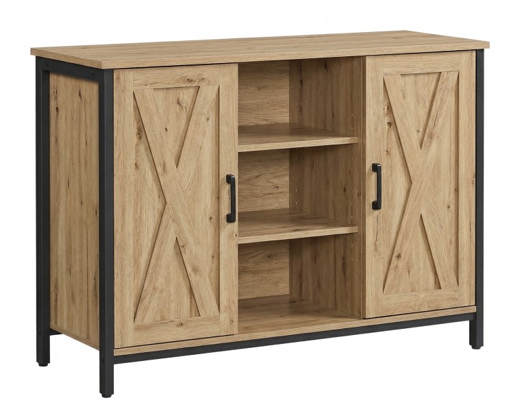 Komoda loftowa dwudrzwiowa z półkami 100 cm Faro 015, dąb Artisan
