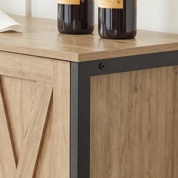 Komoda loftowa dwudrzwiowa z półkami 100 cm Faro 015, dąb Artisan