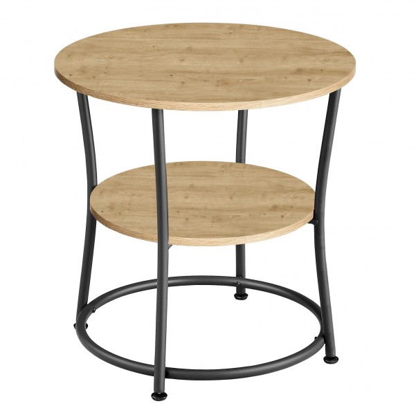 Stolik kawowy okrągły 54 cm loft z półką Faro 01, dąb artisan