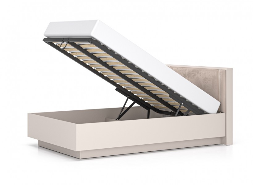 Łóżko 120 × 200 cm Sophie 30 z LED, pojemnikiem na pościel i welurowym zagłówkiem