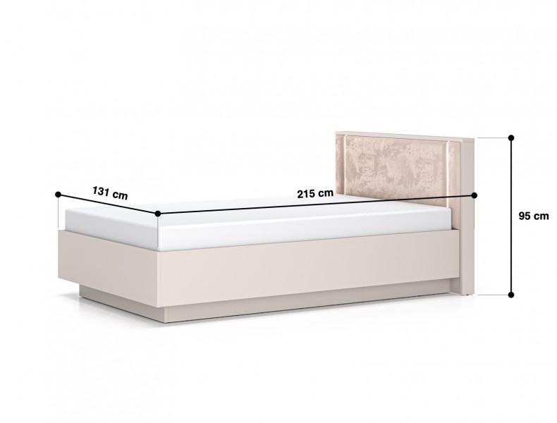 Łóżko 120 × 200 cm Sophie 30 z LED, pojemnikiem na pościel i welurowym zagłówkiem