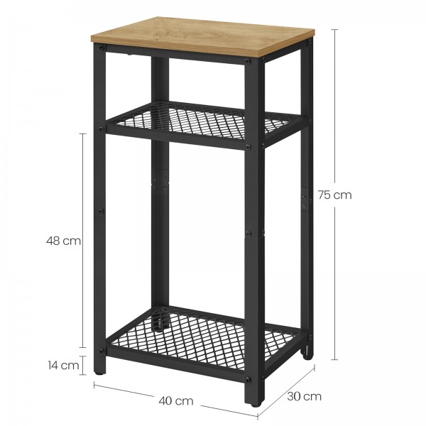 Stolik pomocniczy wysoki loft Faro 03 z 2 półkami, dąb artisan