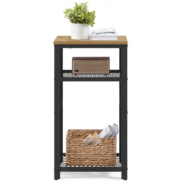 Stolik pomocniczy wysoki loft Faro 03 z 2 półkami, dąb artisan