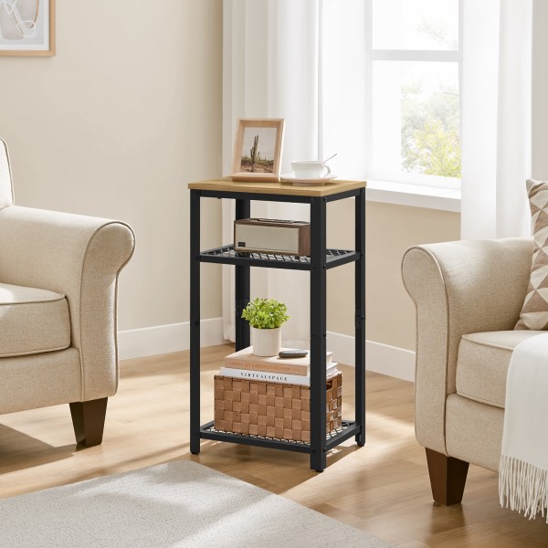 Stolik pomocniczy wysoki loft Faro 03 z 2 półkami, dąb artisan