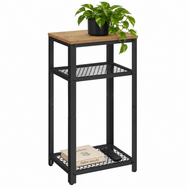 Stolik pomocniczy wysoki loft Faro 03 z 2 półkami, dąb artisan