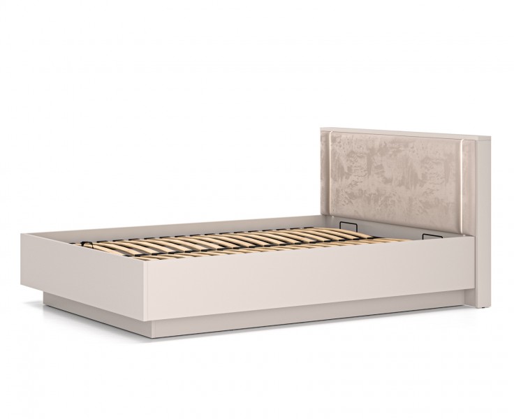 Kaszmirowe łóżko 140 × 200 cm Sophie 31 z LED, pojemnikiem i zagłówkiem