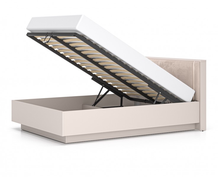 Kaszmirowe łóżko 140 × 200 cm Sophie 31 z LED, pojemnikiem i zagłówkiem
