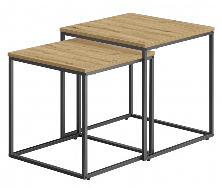 Zestaw 2 stolików kawowych kwadratowych wsuwanych Faro 09, dąb artisan