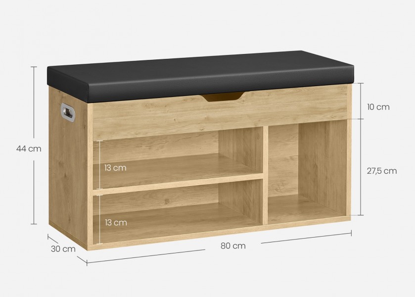 Szafka na buty z siedziskiem i schowkiem 80 cm Faro 030, dąb artisan