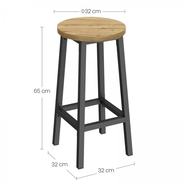 Stołek barowy hoker 65 cm Faro 032 loftowy, dąb artisan