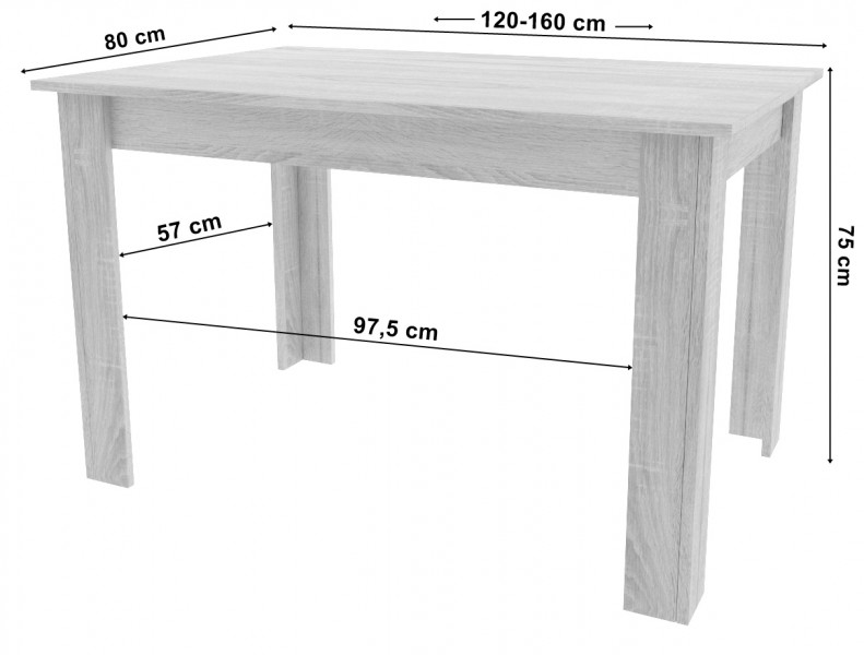 Stół rozkładany 120-160x80 cm Faro 055, dąb artisan/czarne nogi