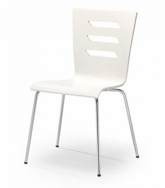 Białe krzesło na chromowanych nogach K155