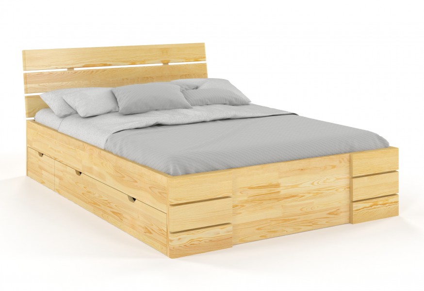 Łóżko sosnowe Visby Sandemo High Drawers