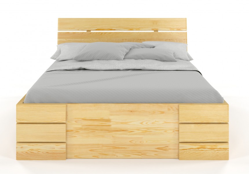 Łóżko sosnowe Visby Sandemo High Drawers