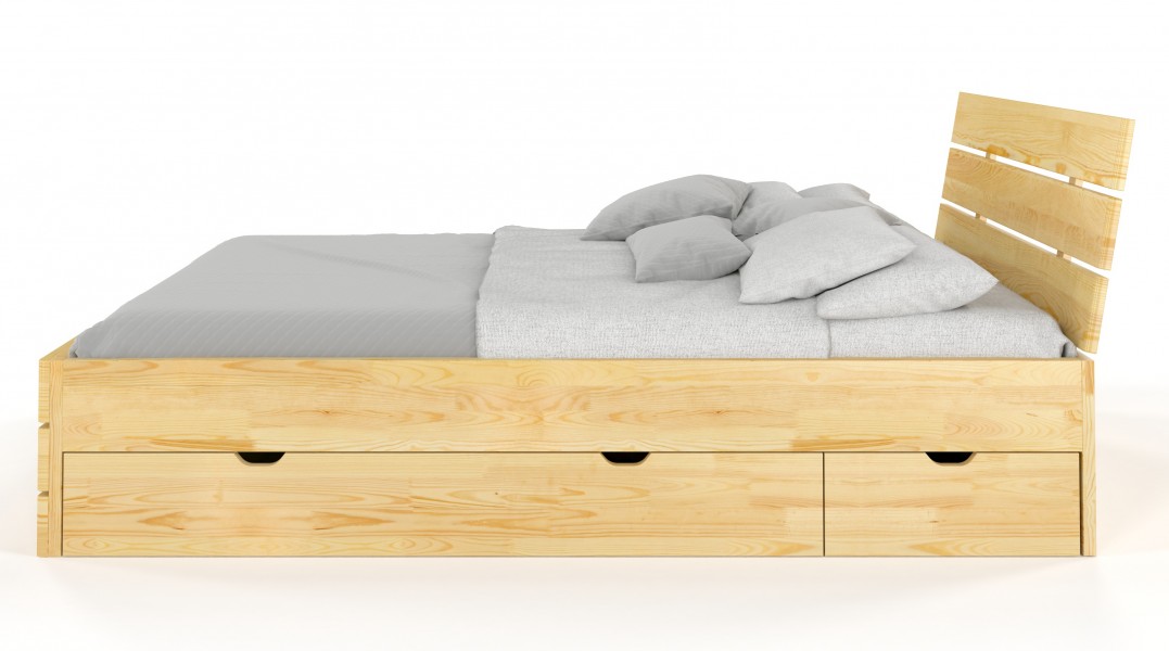 Łóżko sosnowe Visby Sandemo High Drawers