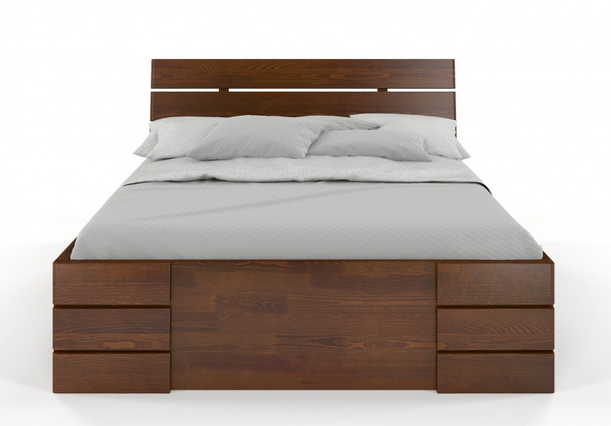 Łóżko sosnowe Visby Sandemo High Drawers