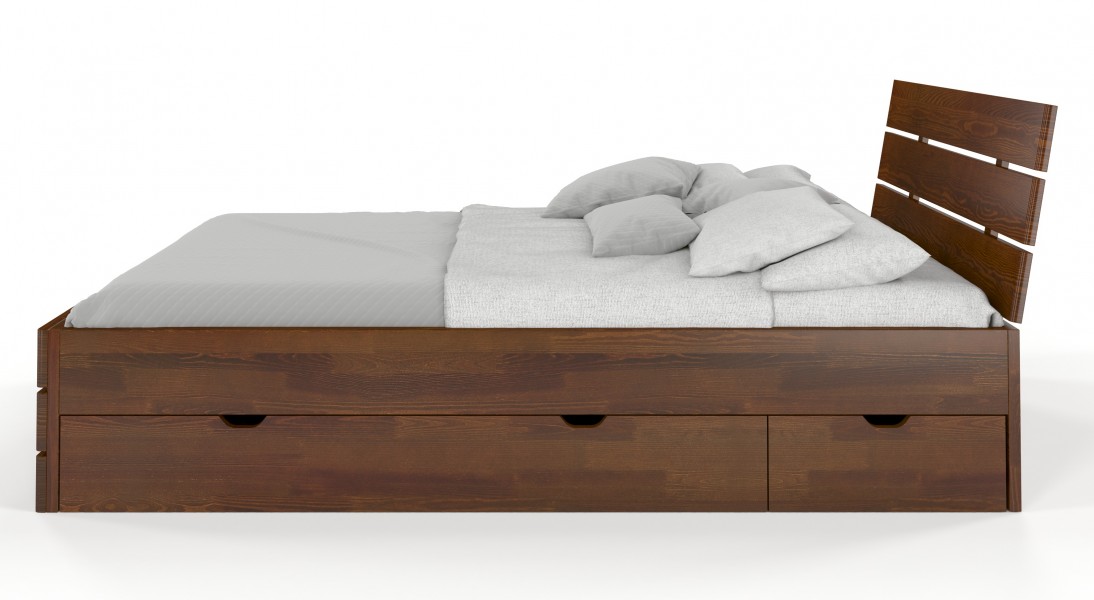Łóżko sosnowe Visby Sandemo High Drawers