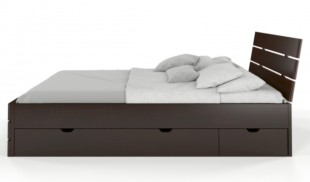 Łóżko sosnowe Visby Sandemo High Drawers