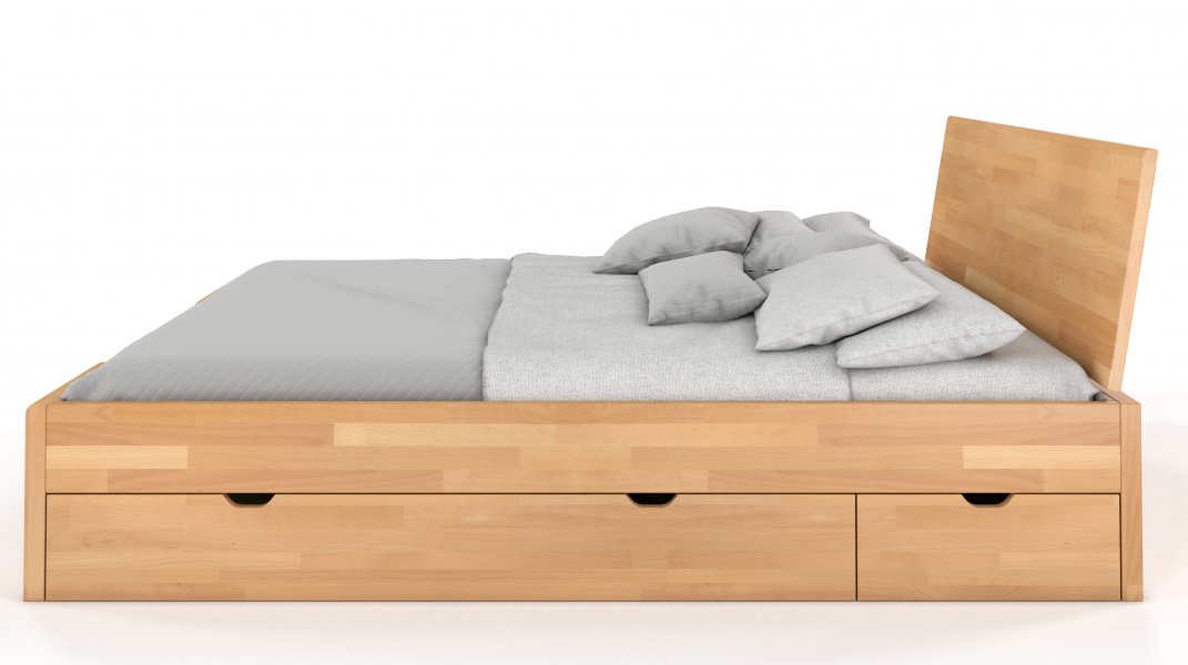 Łóżko bukowe Visby Hessler High Drawers