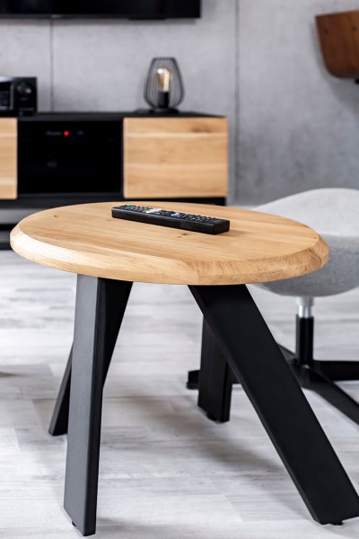 Designerski stolik z litym blatem drewnianym Walk