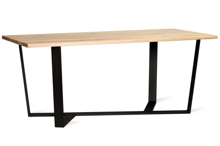 Stół z litym drewnianym blatem Black
