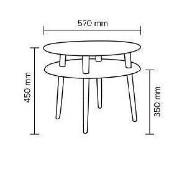 Stolik z drewnianymi nogami Ufo Medium