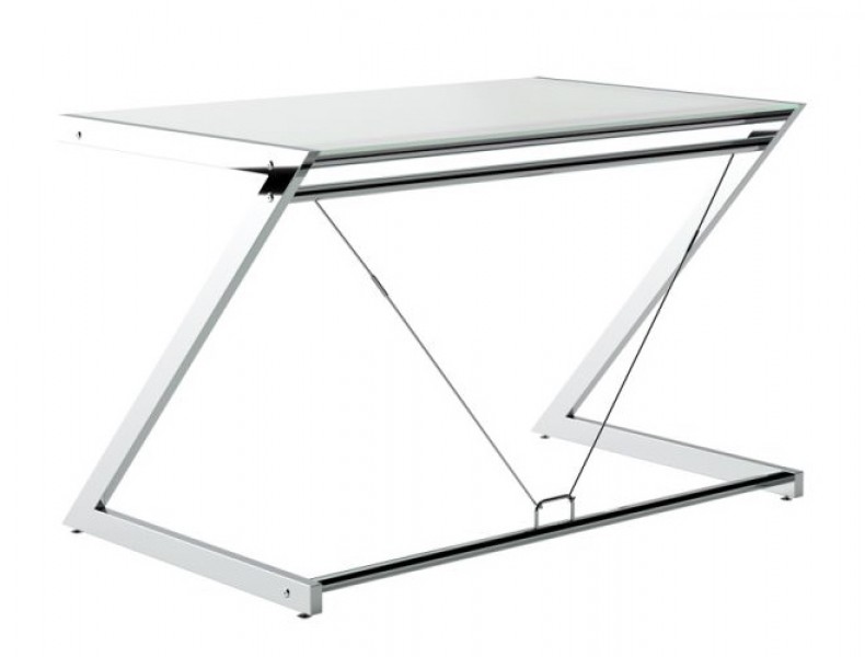 Biurko Z-Line chrom 122 cm białe szkło