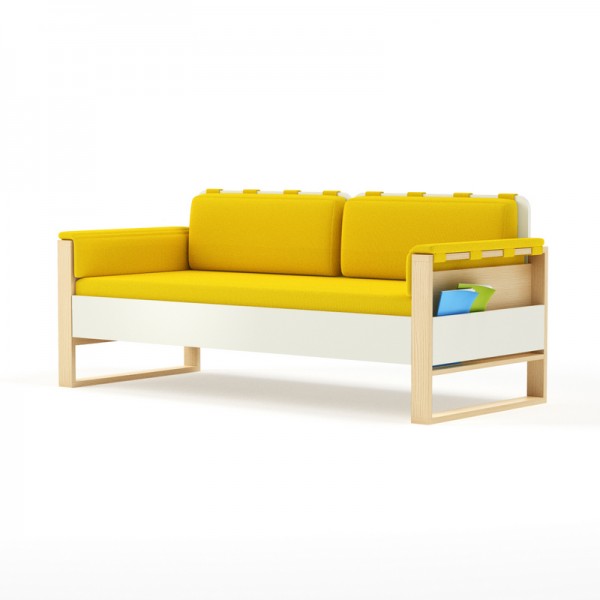 Sofa Loft szer. 195 cm z materacem, bocznymi i tylnymi poduszkami Plus Timoore