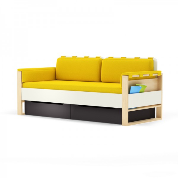 Sofa Loft szer. 195 cm z materacem, bocznymi i tylnymi poduszkami Plus Timoore
