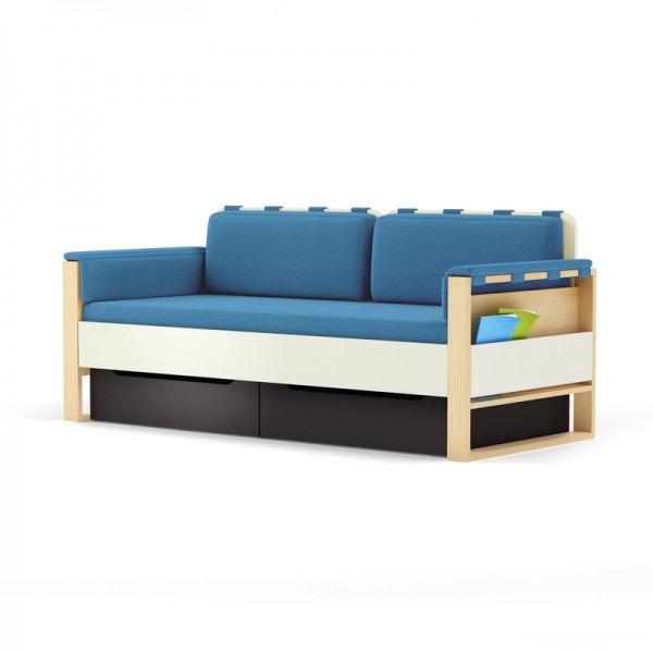 Sofa Loft szer. 195 cm z materacem, bocznymi i tylnymi poduszkami Plus Timoore